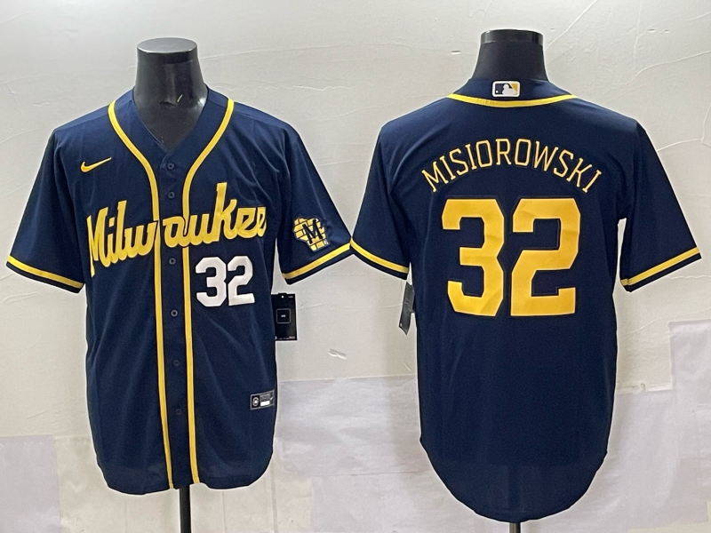 Men 2025 Milwaukee Brewers #32 Misiorowski blue Nike MLB Jersey style 09